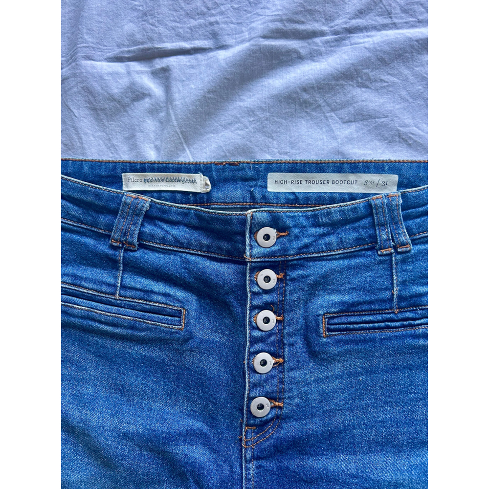 Anthropologie Pilcro High-Rise Trouser Bootcut Jeans 31 Button Fly Stretch Denim